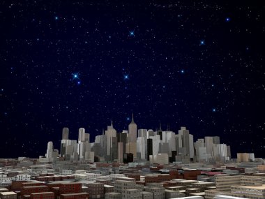 Downtown of a big city under the stars clipart