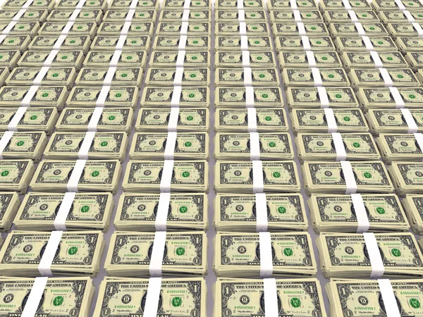 Dolar stosy na podłodze biały — Zdjęcie stockowe