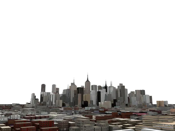 Centrum van een grote stad geïsoleerd op witte achtergrond — Stockfoto