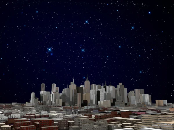 Downtown of a big city under the stars — Stock Photo, Image