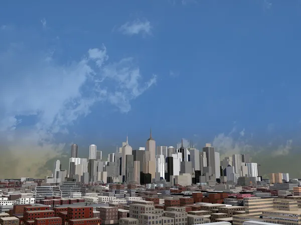 Belvárosi iroda épületek látható szennyezés — Stock Fotó