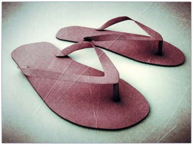 Flip-flops in old grunge photo clipart