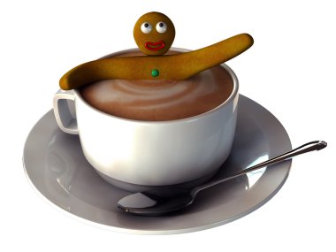 Ginger man having a bath in a cappucino clipart