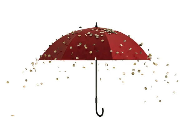 Pièces en euros tombant sur un parapluie — Photo