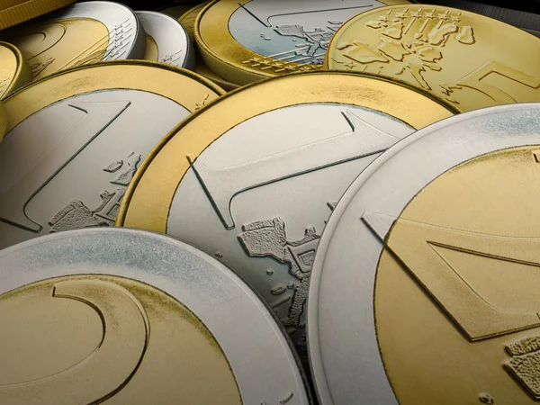 Евро монеты изолированы на белом фоне — стоковое фото