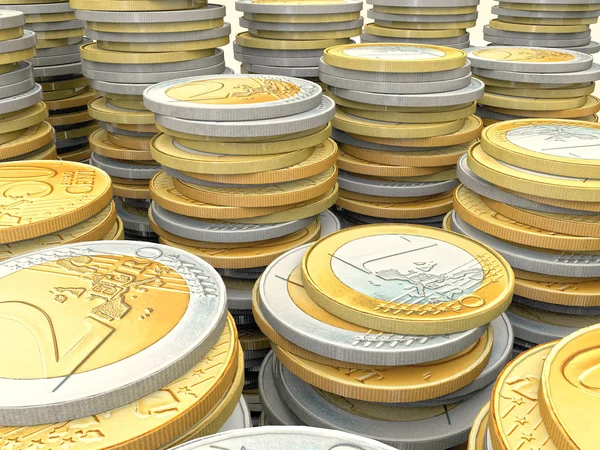 Euro coins isolated on white background — Stock Photo, Image