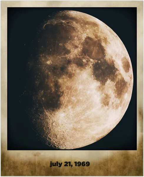 Maan in oude grunge afbeeldingsframe — Stockfoto