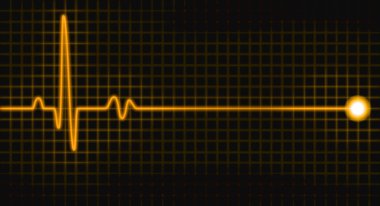 Orange pulse graph on black screen clipart