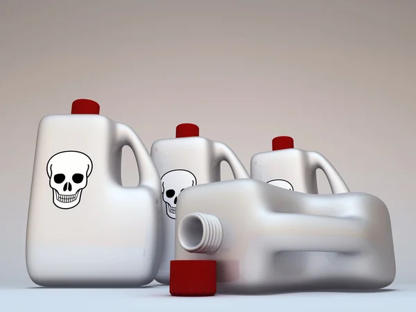 Plastic bottles with skull logo isolated on white background — Stock Photo, Image