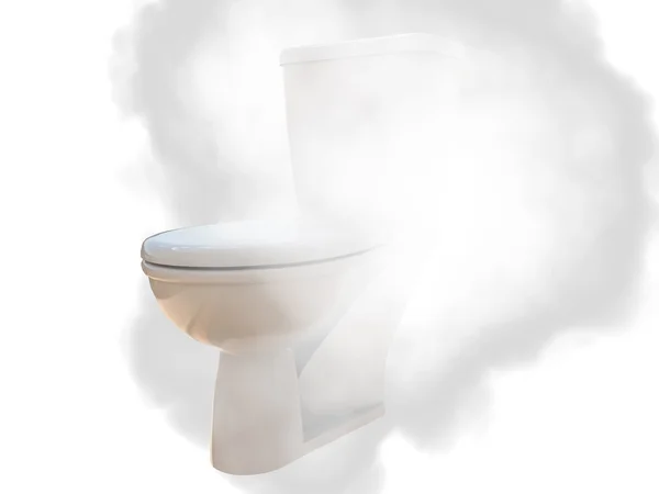 Keramik-WC in Flammen isoliert auf weißem Hintergrund — Stockfoto