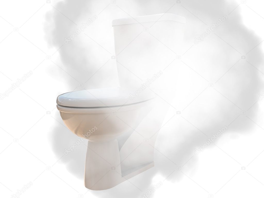 Ceramic wc on fire isolated on white background