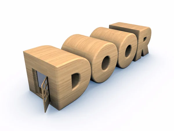 Kapı font tarafı ahşap bir kapı ile — Stok fotoğraf