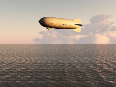 Airship over the sea clipart