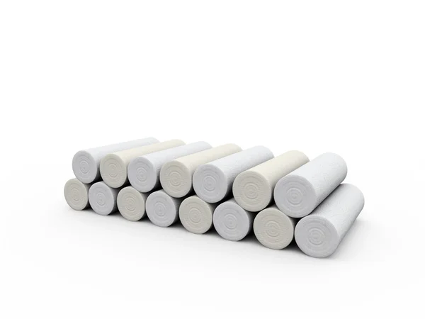 Rouleaux de bandages isolés sur fond blanc — Photo