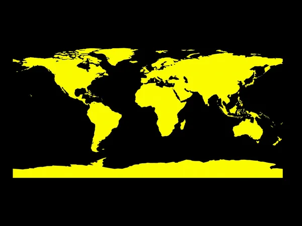 Mapa świata czarny i żółty — Zdjęcie stockowe