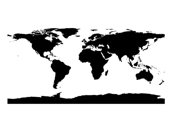 白色和黑色的二维世界地图 — 图库照片