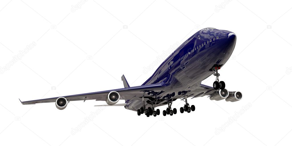 Boeing taking off isolated on white background