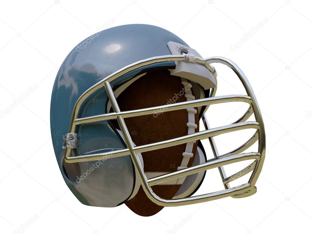 Ball inside a football helmet