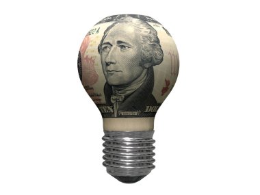 Ten dollar bulb isolated on white background clipart