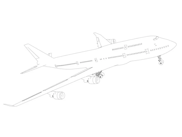 Boeing sketch geïsoleerd op witte achtergrond — Stockfoto