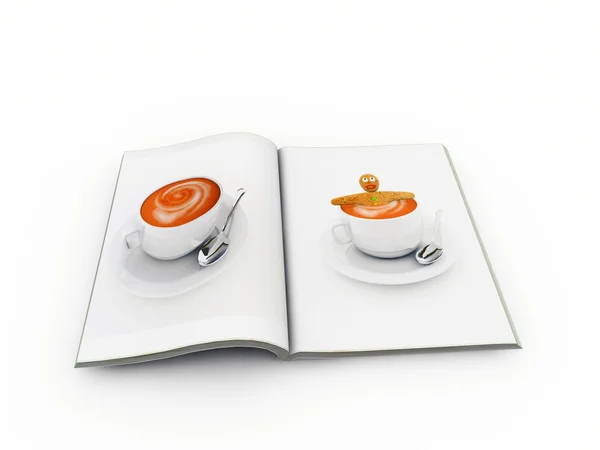 Kniha cappuccino s mužem, zázvor — Stock fotografie
