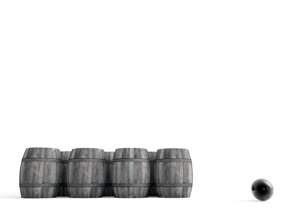 Bowling with barrels — Stock Photo, Image