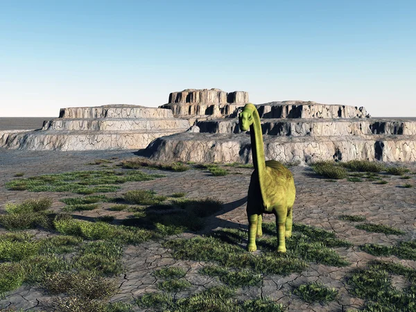 Dinossauro em uma terra seca — Fotografia de Stock