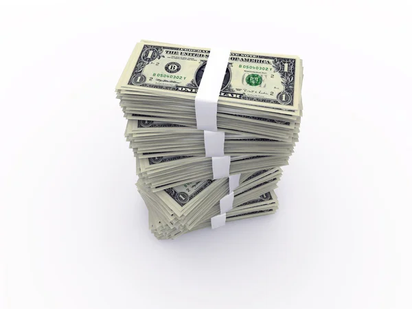 Pilha de dólar isolado no fundo branco — Fotografia de Stock