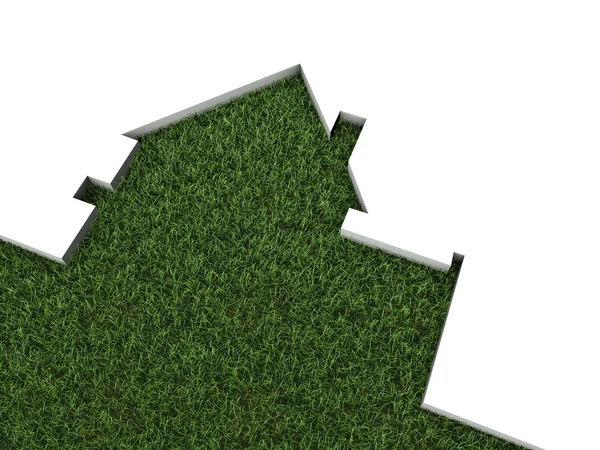 Дом на зеленой траве — стоковое фото