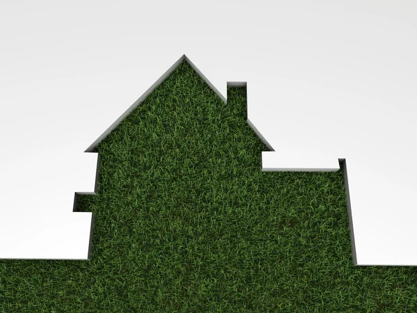Zöld fű a ház — Stock Fotó