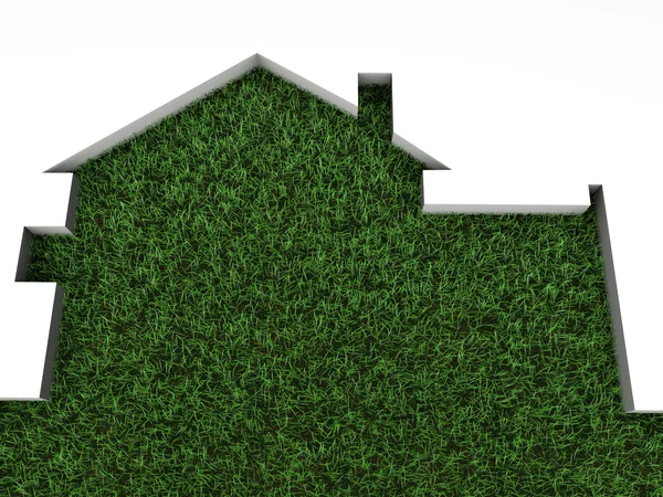 House on green grass — Stock Photo, Image