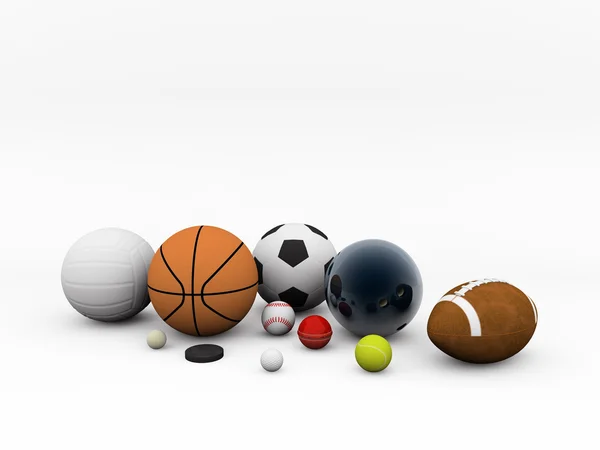 Спортивные мячи на белом фоне — стоковое фото