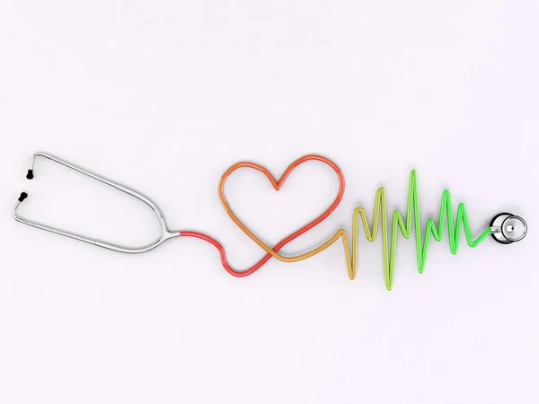 Stetoskop hjärta formad isolerad på vit bakgrund — Stockfoto