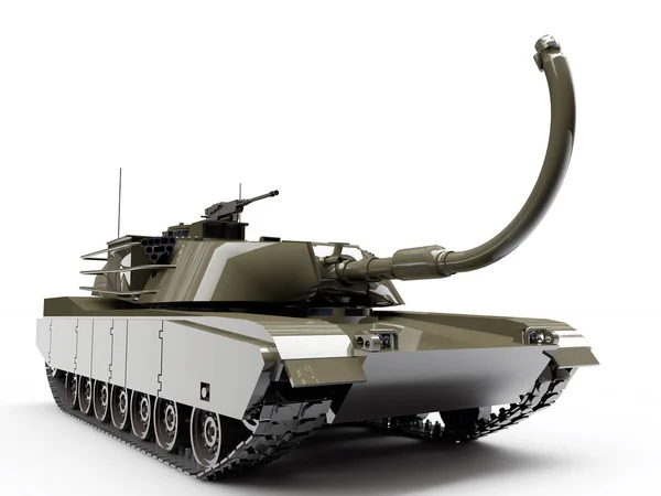 Panzer mit deformierter Kanone isoliert auf weißem Hintergrund — Stockfoto