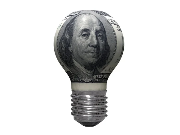 Thousand-dollar light bulb isolated on white background — Stock Photo, Image