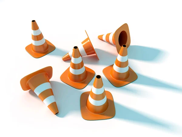 Cones de tráfego isolados sobre fundo branco — Fotografia de Stock