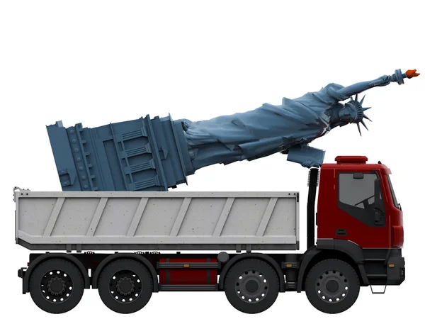 Özgürlük heykeli ile kamyon — Stok fotoğraf