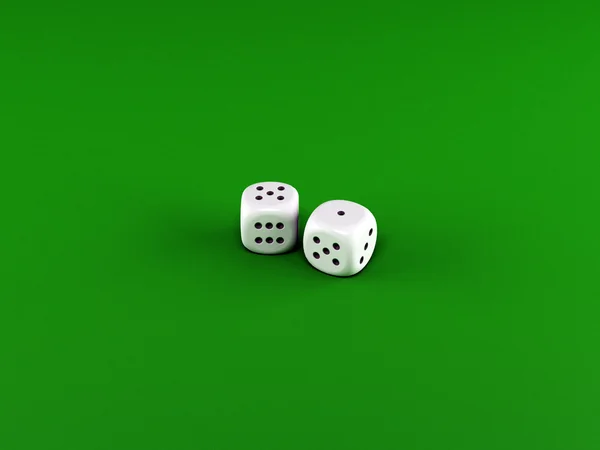 Dices on green table — Stock Photo, Image
