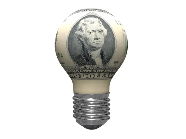 Lâmpada de dois dólares isolada no fundo branco — Fotografia de Stock