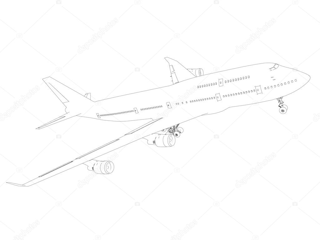 Boeing sketch isolated on white background