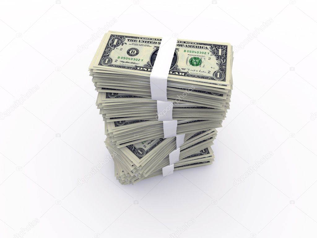 Dollar stack isolated on white background