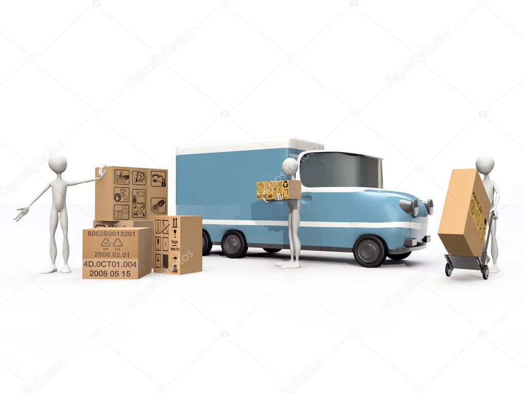 Transporters working isolated on white background