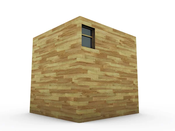 Cubo casa de madeira — Fotografia de Stock