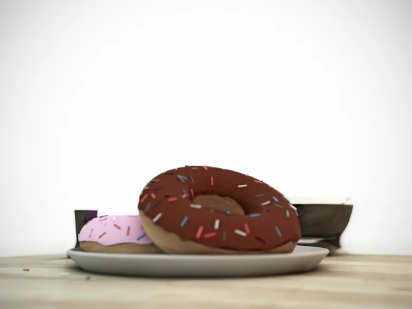 लकड़ी की मेज पर डोनट — स्टॉक फ़ोटो, इमेज