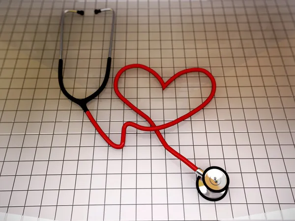 Steteskop kalp şekli — Stok fotoğraf