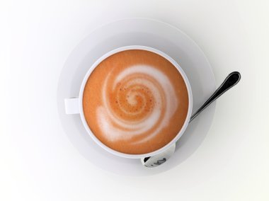 Beyaz arka plan üzerinde izole cappuccino