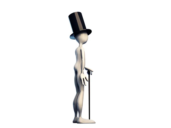 3d homem com preto top chapéu — Fotografia de Stock