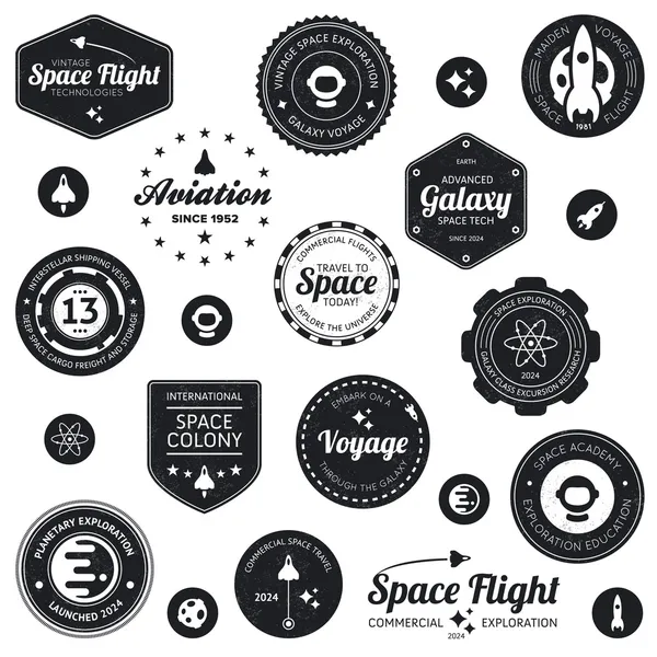 Distintivos de viagem espacial — Vetor de Stock
