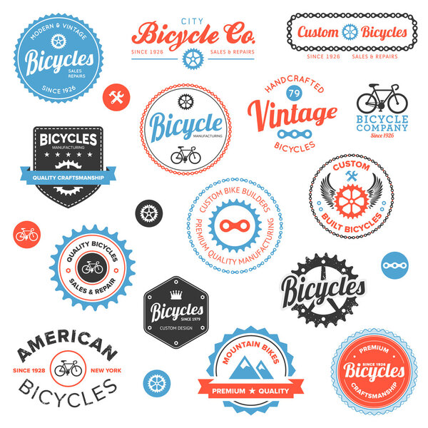 Various bicycle labels and emblems