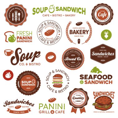 Sandwich bistro labels clipart